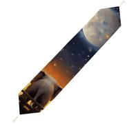 Animal Elephant Owl Tree Moon Star Table Runner for Dining Table, Short Plush Runners Washable & Durable Tablerunner Modern Home Decor for Wedding, Kitchen, Holiday 200*33cm