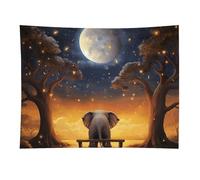 Animal Elephant Owl Tree Moon Star Tapestry Wall Hanging - 30"x40" Aesthetic Tapestries Soft Polyester Wall Art Decor Large Tapestry for Bedroom Living Room Dorm Backdrop, Hanging Kit Included