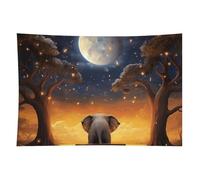 Animal Elephant Owl Tree Moon Star Tapestry Wall Hanging - 40"x60" Aesthetic Tapestries Soft Polyester Wall Art Decor Large Tapestry for Bedroom Living Room Dorm Backdrop, Hanging Kit Included