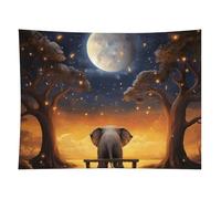 Animal Elephant Owl Tree Moon Star Tapestry Wall Hanging - 60"x80" Aesthetic Tapestries Soft Polyester Wall Art Decor Large Tapestry for Bedroom Living Room Dorm Backdrop, Hanging Kit Included