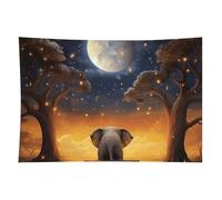 Animal Elephant Owl Tree Moon Star Tapestry Wall Hanging - 60"x90" Aesthetic Tapestries Soft Polyester Wall Art Decor Large Tapestry for Bedroom Living Room Dorm Backdrop, Hanging Kit Included