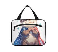 Animal European Otter 4th Of July Independence Day hanging travel bag for women with hook, designer collapsible large capacity makeup bag for men vacation bolso de mano para hombre L, animal European