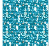 Animal Fabric, 100% Cotton Material for Sewing, Pingianer Fish Whale Underwater Animals Blue, Children Craft Sewing Fabric, 100 x 160 cm