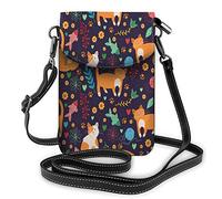 Animal Face Crossbody Cell Phone Purse Vintage Wolf Tiger Abstract Aztec Carnivore Predator Wild BlackWallet Handbag