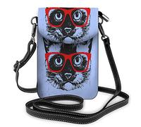 Animal Face Crossbody Cell Phone Purse Vintage Wolf Tiger Abstract Aztec Carnivore Predator Wild BlackWallet Handbag