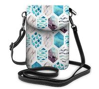 Animal Face Crossbody Cell Phone Purse Vintage Wolf Tiger Abstract Aztec Carnivore Predator Wild BlackWallet Handbag