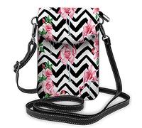 Animal Face Crossbody Cell Phone Purse Vintage Wolf Tiger Abstract Aztec Carnivore Predator Wild BlackWallet Handbag