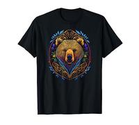 Animal Face Head Colorful Floral Mandala - Bear T-Shirt