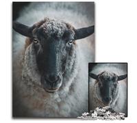 Animal Face Sheep Black 1000 Piece Jigsaw Puzzle Wooden Puzzles Challenging Brain Teaser for Teenagers Family Game Night Fun 1000 PCS(75x50cm)