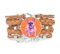 Animal Fault Art Pekingese Dog Love Adjustable Leather Braided Bracelet | Multilayer,Punk,Wristband,Handmade,Gift,Bangle,Accessory, Girlfriend,Lover,Ethnic,Friendship ,Birthday,Christmas,Music