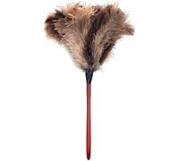 Animal Feather Duster for Cleaning, 20 in Natural Feathers with Red-Brown Beech Wooden Handle, Reusable Manual Dusting Tool for Home Furniture, Car Interiors, and Office