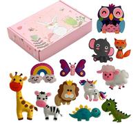 Animal Felt Sewing Kit for Kids - Felt Craft Kits for Children Age 6-12, First Sewing Kits for Beginner Boys and Girls, Stuffed Wild Animals DIY Art Fun Educational Toys