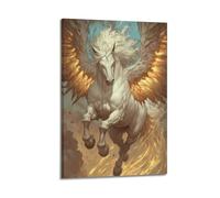 Animal Fiery Winged Pegasus in Flight Poster Modern Wall Art Canvas Aesthetic Decoration Painting 20x30inch(50x75cm) Frame-style