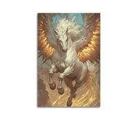 Animal Fiery Winged Pegasus in Flight Poster Modern Wall Art Canvas Aesthetic Decoration Painting 20x30inch(50x75cm) Unframe-style