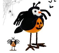 Animal Figurines Halloween Horror Statue - Flocking Cloth Crows Artificial Feathered | Suitable Ornament Spooky Black featherr Crow | Bird Tiered Tray Decoration for Dining Table