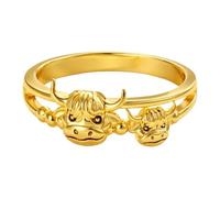 Animal Finger Ring - Warm Inspirational Cow Jewelry, Standard Adjustable Scale with Cute Design, Polished Zinc Alloy, Tarnish-Resistant Finish, Commemorative Gift for Women, Mothers