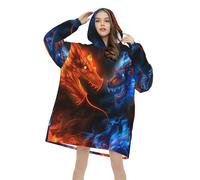 Animal Fire Breathing Dragon Wearable Blanket Hoodie, Warm Suggies for Women Men, Pullover Hoodie Blanket with Giant Pocket