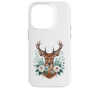 Animal Flower Portrait Deer with Floral Elements Case for iPhone 14 Pro