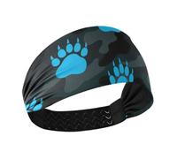 Animal Footprint Bear Blue Black Camouflage Non-Slip? fabric headbands Elastic hairbands for women's hair for Workouts hiking hiking Workouts diademas para el pelo de mujer