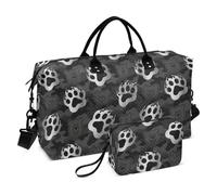 Animal Footprint Bear Silver Black Camouflage Decorative Travel Hand Bag Sports Gym Bag with Toiletry Bag for Yoga Large Capacity bolsas para viajar en Avion de Mujer