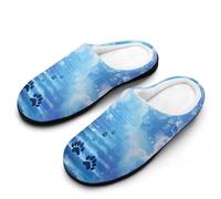 Animal Footprints Angel Road Flannel Slippers For Men Memory Foam Soft Warm Home Shoes Print 11-12(44-45)