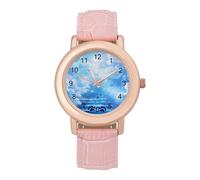 Animal Footprints Angel Road Women's Wrist Watch Fashion Wristwatches with Pink Strap Gifts for Women Mother Wife Birthday