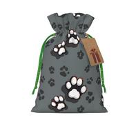 Animal Footprints Printed Christmas Drawstring Gift Bags-Xmas Wrapping Bags,Candy Bag,For Holiday Party Decorations,Wedding Party Supplies M Green Christmas Ribbon