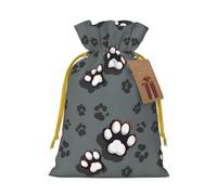 Animal Footprints Printed Christmas Drawstring Gift Bags-Xmas Wrapping Bags,Candy Bag,For Holiday Party Decorations,Wedding Party Supplies S Yellow Christmas Ribbon