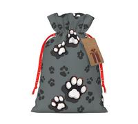 Animal Footprints Printed Christmas Drawstring Gift Bags-Xmas Wrapping Bags,Candy Bag,For Holiday Party Decorations,Wedding Party Supplies M Red Christmas Ribbon