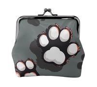 Animal Footprints Printed Coin Purse Pouch-Mini Coin Wallet,Change Purse,Leather Coin Pouch Holder For Woman Girls, Black, One Size, Modern,european Style, Retro