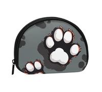 Animal Footprints Printed Coin Purse Wallet, Shell Shape Mini Change Pouch Holder for Men Women