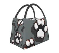 animal footprints Printed Insulated Lunch Bag - Portable Lunch Tote Bag For Men & Women - Large Capacity Cooler Bento Bag For Work, Picnic, Travel - Collapsible Lunch Box With Leakproof Pouch