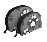 Animal Footprints Printed Makeup Bags 2-Piece Portable Shell Travel Toiletry Bag Cosmetic Organizer Bag for Women