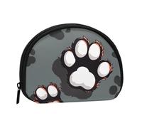 animal footprints Printed Mini Coin Pouch, Shell Shape Zip Around Wallet, Small Zipper Pouch for Cash, Cards, Keys, Lipstick, Storage Pouch, Travel Organizer