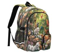 Animal Forest Travel Backpack 14 Inch Laptop Computer Bag Sturdy School Bag College Bookbag