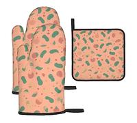 Animal Form Printed Pattern Print Retro Colors Oven Mitts and Pot Holders Sets Heat Resistant 3 Pcs Kitchen Sets for Kitchen,Cooking,Baking,Grilling,Cooks Gifts