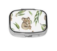 Animal Foundation Nature Leaves and Koala,Meta Pill Box 2 Compartment Medicine Case,Portable Organizer