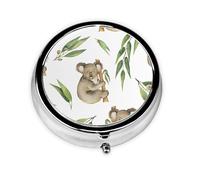 Animal Foundation Nature Leaves and KoalaMeta Pill Box 3 Compartment Medicine Case,Portable Organizer