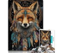 Animal Fox Art Jigsaws Puzzles 1000 Pieces for Teenagers Gifts,Challenging Family Activity Games DIY Toy for Home Wall Decor Gifts (38x26cm)