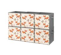 Animal Fox Collapsible Storage Cube 27 cm, Oxford Cloth 6 Pack | Snowflake Foldable Storage Bin, with Handles, Sturdy, Water Resistant, Square, Space Saving, for Closet Shelf
