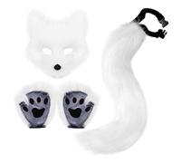 Animal Fox Costume Sets - Fox Ears and Tail Set with Paws Tail & Mask for Kids & Adults, Unisex Animal Costume Cosplay World Book Day Birthday Party Halloween Fancy Dress Party Supplies