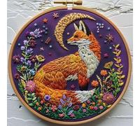 Animal Fox Cross Stitch Kits for Beginners Adults,11 CT Patterns Dimensions Embroidery Kits Arts Craft Kits, Home Decor 13.7 x 13.7in,35x35cm（4 A