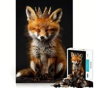 Animal Fox Cute King Adults 1000 Piece Jigsaw Puzzle Memory Fun Game Clean Cut Sturdy Components Unique Gift for Stress Relief (38x52cm)