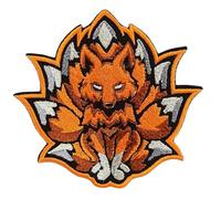 Animal Fox Embroidery Patch, Cartoon Nine-Tailed Fox Tactical Military Morale Patches Hook and Loop Sew On for Clothing, Dress, Hat, Backbags