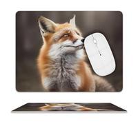 Animal Fox Pattern Mouse Pad Ultra Thin, Leather Mousepad with Waterproof Smooth Surface, Anti Slip Mouse Pad for Gaming, Office & Home 11.8"x9.8"