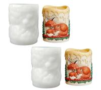 Animal Fox Pillar Candle Mold, for Candles Making Resin Casting Aromatherapy Candles Wax Polymer Clay Home Decoration (White*2)