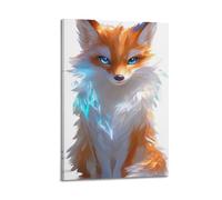 Animal Fox with Icy Feathers And Stern Gaze Poster Modern Wall Art Canvas Aesthetic Decoration Painting 08x12inch(20x30cm) Frame-style
