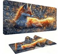 Animal Foxs Mouse Pad 800x400x3 mm, Gaming Accessories Mouse Mat - Mousepad with Non-Slip Base and Stitched Edge Compatible with Laser and Optical Mice Table Pad, Gaming Office Work (80x40) j0xk-935