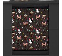 Animal French Bulldog Dog Dishwasher Magnetic Cover Kitchen Decor Unicorn Dog Front Dishwasher Refrigerator Magnetic Cover Sticker Appliance Decorative Cover 23 x 26 Inches