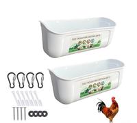 Animal Friendly Hanging Fence Feeder Holds Up to 4 5 Quarts with Secure Clips, Ideal for Goats and Ducks (2 Pack) (White)